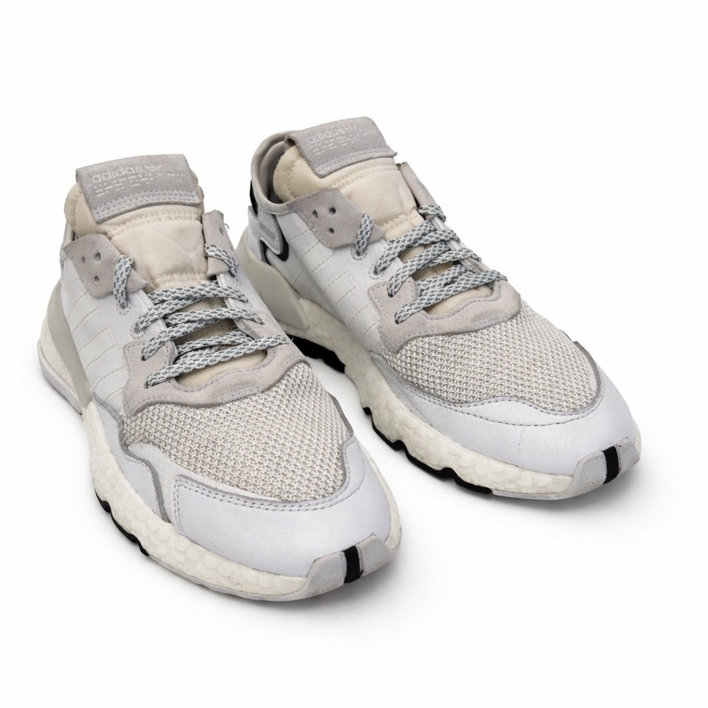 Adidas Nite Jogger Crystal White Grey Mens Sneakers EE6255 Size 8 Boost Running
